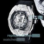 High Replica Hublot Big Bang Sang Bleu III Full Diamonds Auto Watches 42 mm